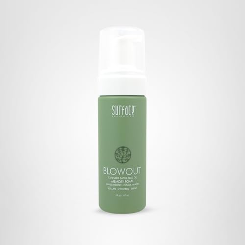 SURFACE Hair Blowout Memory Foam Mousse 5 fl oz – Lightweight Volumizing & Heat Protectant for Men & Women, Infused with Babassu Oil