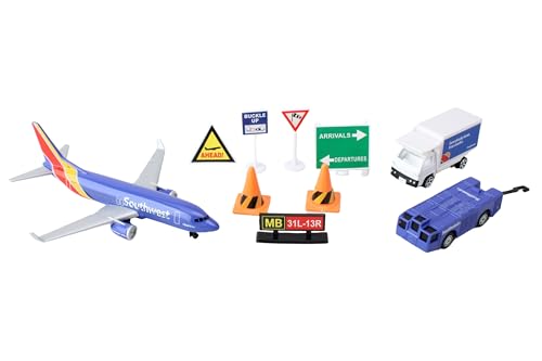 Daron Southwest Airlines Airport Playset with Die-Cast Metal Model Airplane with Plastic Parts, Cars and Transportation Toys for Kids Ages 3+