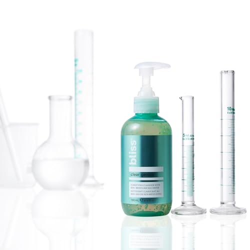 Bliss Clear Genius Gel Cleanser – 6.4 oz, Salicylic Acid BHA, Purifies Pores, Controls Oil & Dirt, Non-Drying, Vegan, Tea Tree Scent