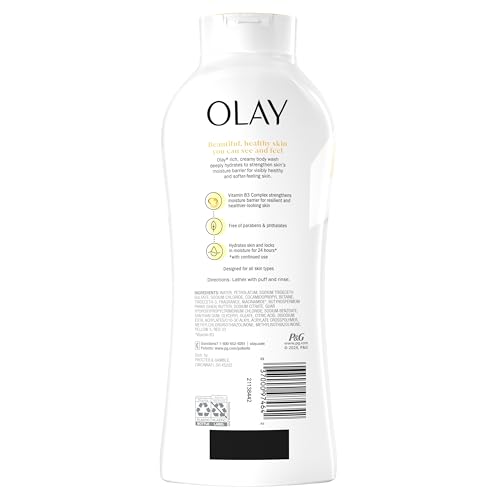 Olay Ultra Moisture Body Wash for Women, 24hr Hydrating & Refreshing, B3 Vitamin, Shea Butter Scent, Paraben & Phthalate Free, 22 fl oz