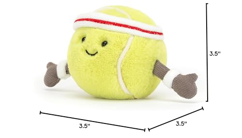 Jellycat Amuseables Tennis Ball Stuffed Toy, 3.5 inches - Tennis Ball Plush for Sports Fans
