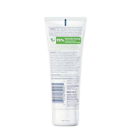 NIVEA Soft Moisturizing Cream 2.6oz, Lightweight Face, Body & Hand Cream with Jojoba Oil & Vitamin E, Pack of 3
