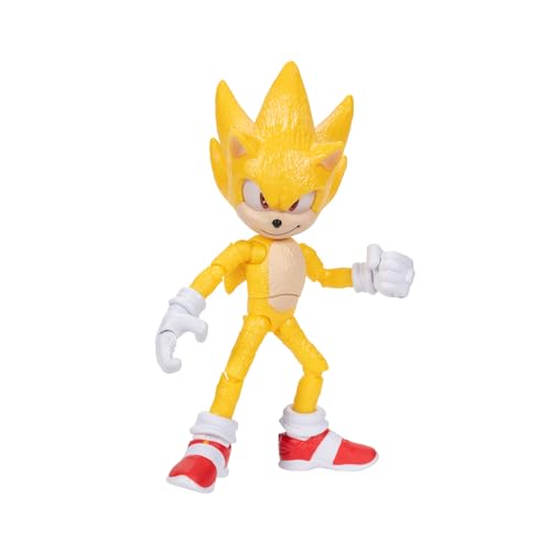 Sonic 3 Movie Action Figures - 5-Inch Super Sonic Collector Toy Figure, Highly Articulated for Boys & Girls - Officially Licensed 3 Movie Product