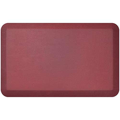 NewLife by GelPro Anti-Fatigue Designer Comfort Kitchen Floor Mat, 20" x32”, Leather Grain Cranberry