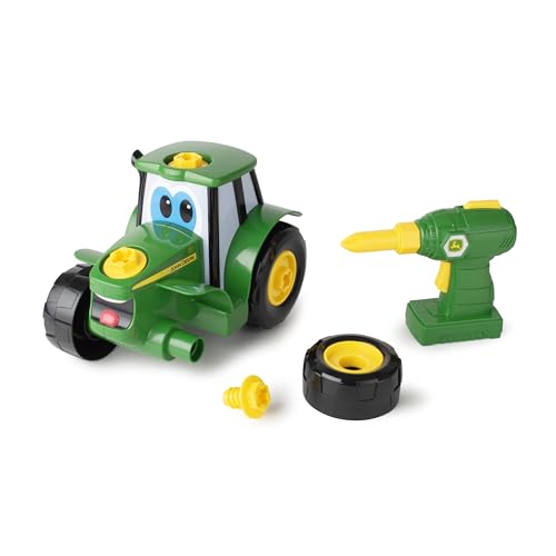 BUILD-A-BUDDY John Deere Tractor Take-Apart Toy with Drill, 16 STEM Pieces, Toddler Building & Tool Toy for Kids 3+
