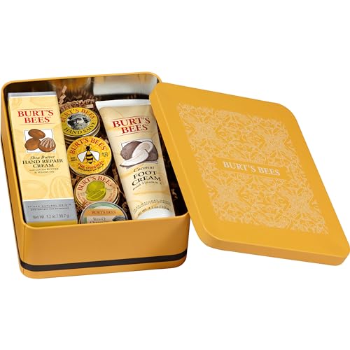 Burt's Bees Gifts Ideas - Classics Set, 6 Products in Giftable Tin – Cuticle Cream, Hand Salve, Lip Balm, Res-Q Ointment, Hand Repair and Foot Cream