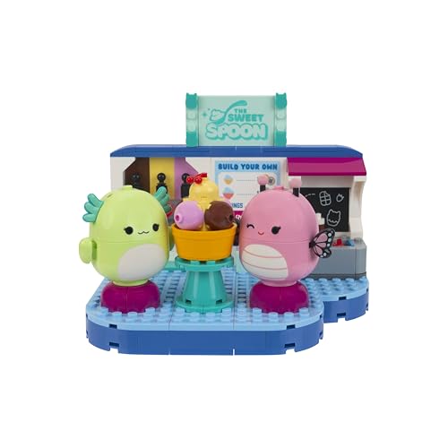 BLDR Squishmallows Frozen Yogurt Fun Building Set - Andreina The Butterfly + Mipsy The Axolotl Buildable Figures - Squishmallows Fans 8+, 0096