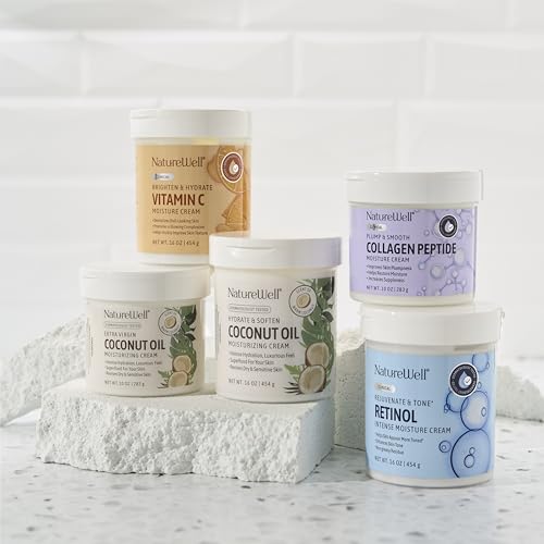 NATURE WELL Coconut Oil Moisturizing Cream – Hydrate & Soften Face, Body & Hands, Non-Greasy, Intense Hydration for Dry & Sensitive Skin, 16oz