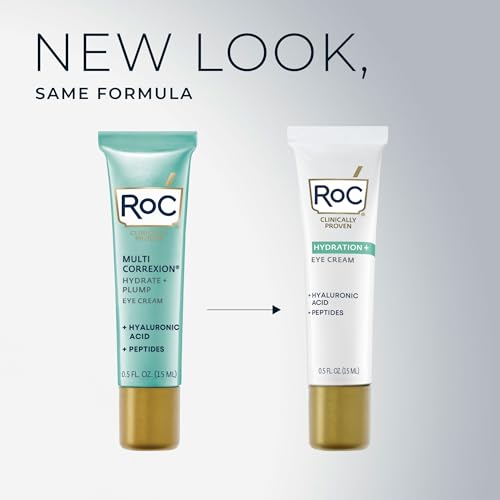 RoC Multi Correxion Hyaluronic Acid Eye Cream for Dark Circles & Puffiness 0.5oz + 7 Retinol Capsules, Fragrance & Paraben Free