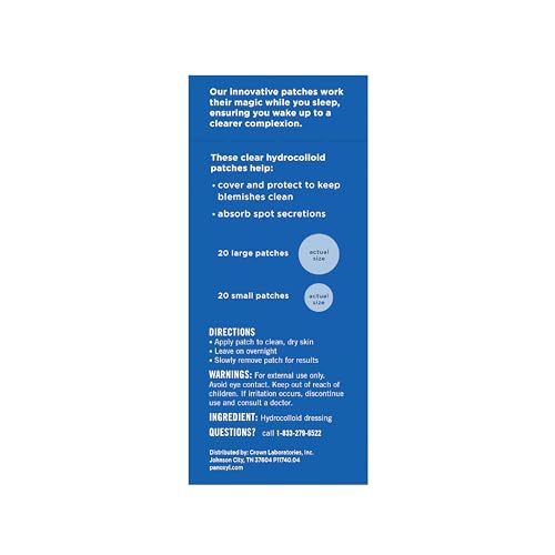 PanOxyl PM Overnight Spot Patches, Advanced Hydrocolloid Healing Technology, Fragrance Free, 40 Count Pack of 1