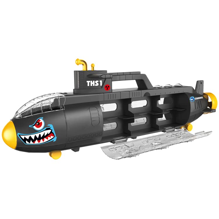 Boat Submarine Toy Shark Car Vehicle Toy W/ 6 Sea Animals and Storage Toys for 3, 4, 5, 6 7 Year Old Kids Boys Girls