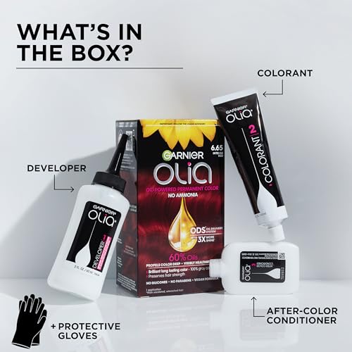 Garnier Hair Color Olia Ammonia-Free Brilliant Color Oil-Rich Permanent Hair Dye, 4.0 Dark Brown, 2 Count (Packaging May Vary)