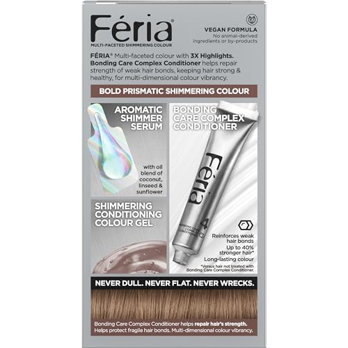 L'Oreal Paris Feria Multi-Faceted Shimmering Permanent Hair Color, B61 Downtown Brown (Hi-Lift Cool Brown), Pack of 1, Hair Dye