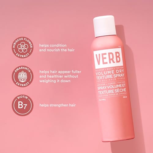 VERB Volume Dry Texture Spray, 5 oz- Boosts Volume, Adds Fullness & Weightless Grit -No Parabens, Gluten or Harmful Sulfates