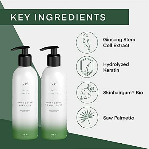 Cel Microstem Hair Thickening Shampoo & Conditioner Set – Biotin Stem Cell Formula for Hair Growth, Anti-Thinning, Sulfate & Paraben Free, 8oz x 2