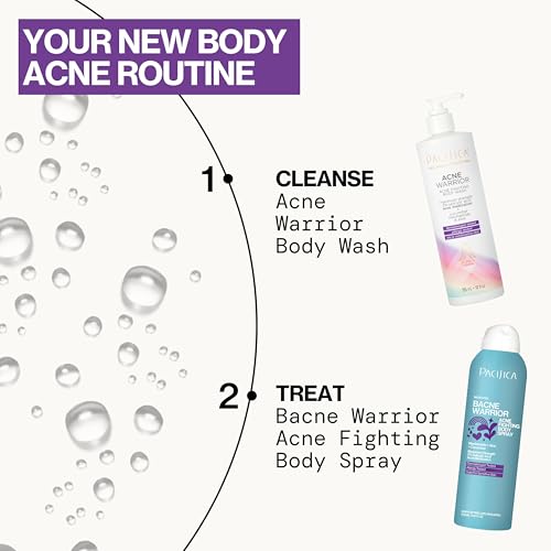 Pacifica Bacne Warrior Spray – 2% Salicylic Acid, Niacinamide & Aloe for Back, Chest & Body Acne – Dermatologist Tested, 6 Fl Oz