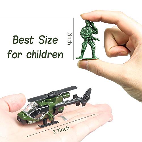 18-Piece Military Toy Set for Kids – 6 Die-Cast Vehicles & 12 Soldier Figures, Includes Tanks, Helicopters & Army Play Vehicles