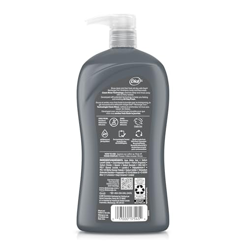 Dial Men 3in1 Body, Hair and Face Wash, Recharge, 32 fl oz