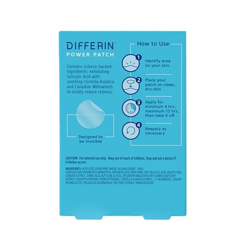 Differin Acne Patches with Salicylic Acid & Centella – Fast Triple Action Pimple Patch for Day & Night, Dermatologist Tested, 36 Count