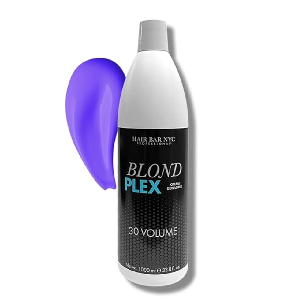 HAIR BAR NYC Blond Plex 30 Volume Violet Developer – Professional Anti-Yellow Lightening System for Charcoal Hair, Reduces Brass & Orange Tones, 33.8oz