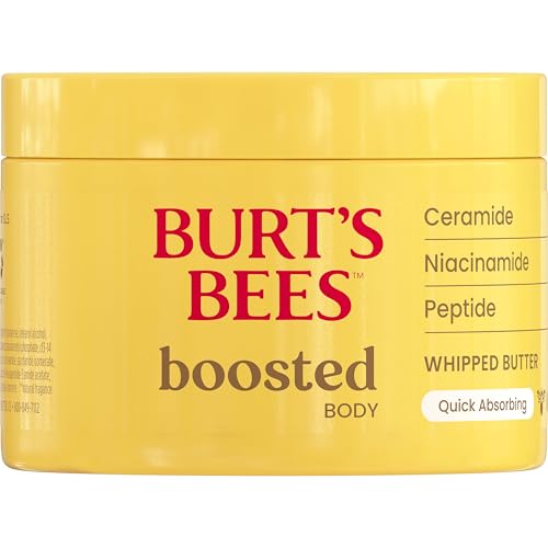 Burt's Bees Boosted Body Whipped Butter with Ceramide, Niacinamide & Peptides, Quick-Absorbing, Skin Barrier Support, Tropical 6.5oz