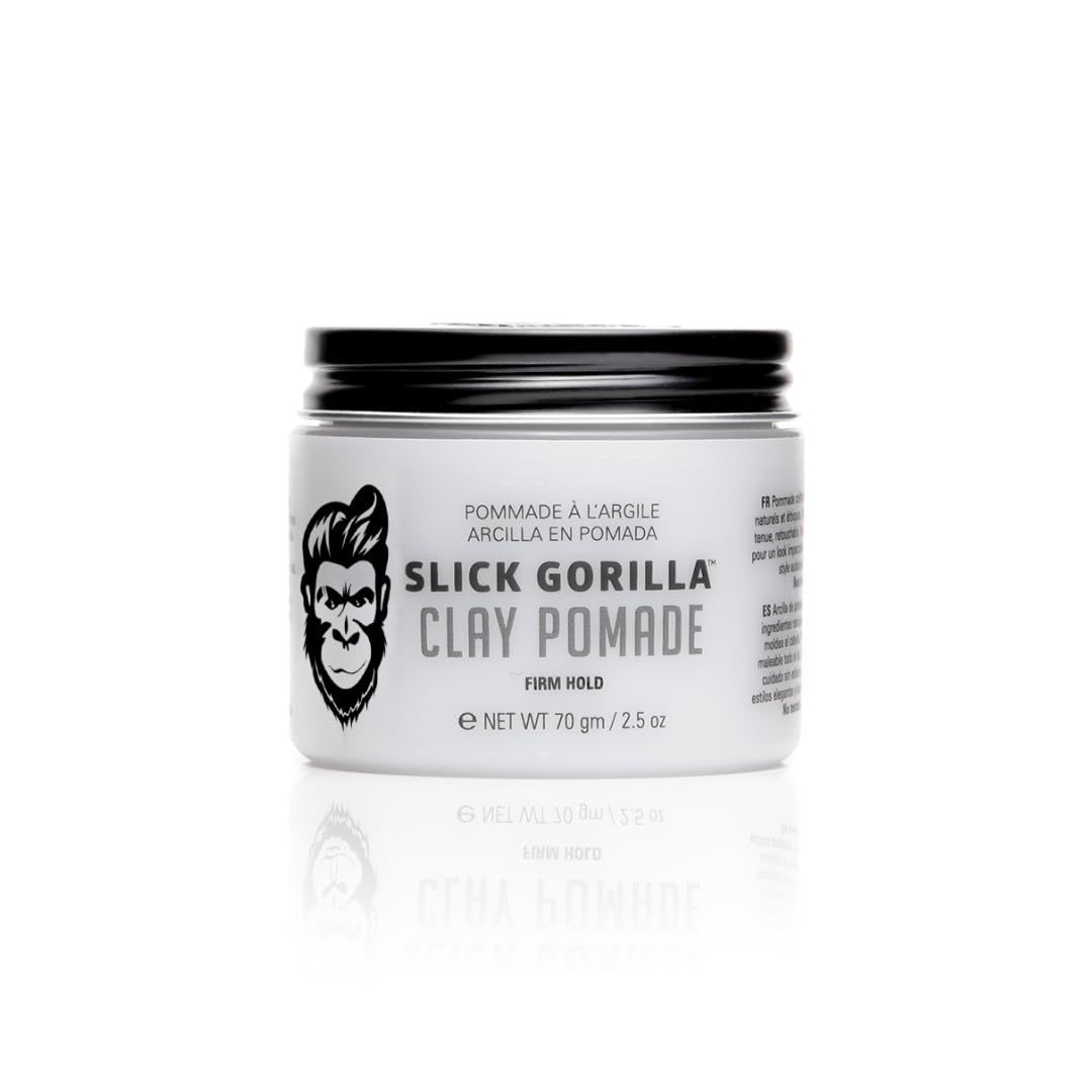 Slick Gorilla Clay Pomade for Men – Firm Hold, Natural Matte Finish Hair Clay | Non-Greasy, Easy to Wash, No Flakes | 2.5 oz (75 ml)