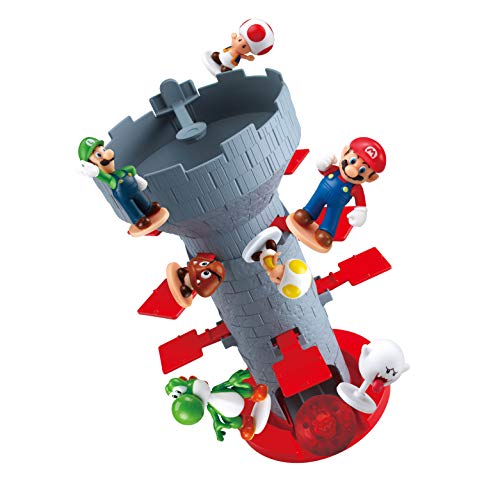Epoch Games Super Mario Blow Up! Shaky Tower Balancing Game - Tabletop Skill and Action Game with Collectible Super Mario Action Figures (Pack of 1)