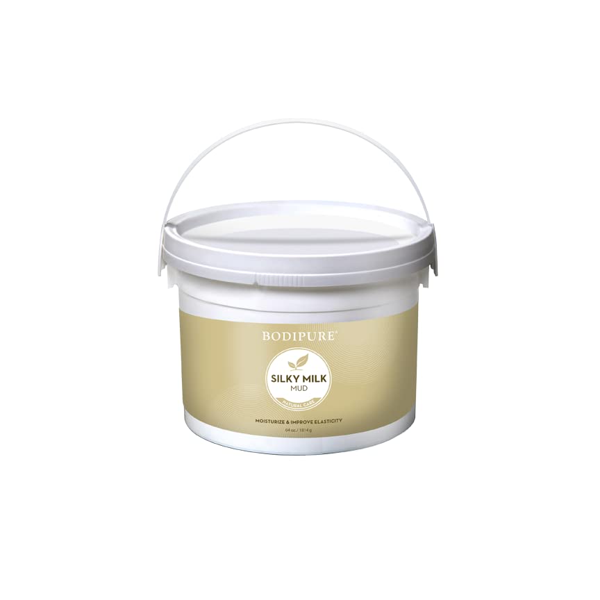 BODIPURE Silky Milk Mud Mask for Body – Spa-Quality Treatment with Milk Proteins & Vitamins, Moisturizing & Rehydrating Dry Skin, 64oz