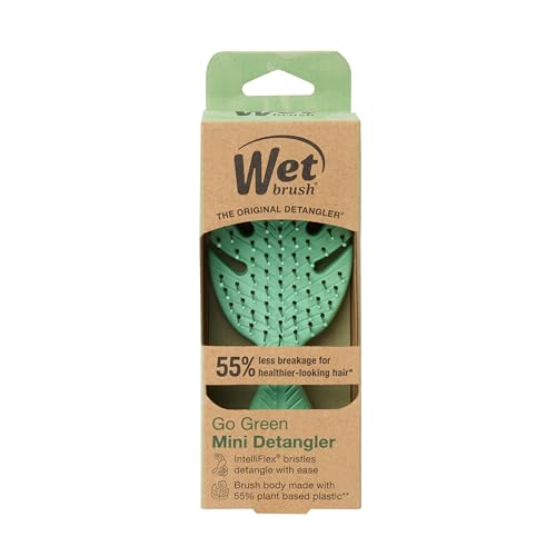 Wet Brush Go Green Mini Detangler - Travel Hair Brush with Ultra-Soft IntelliFlex Bristles - Gently Loosens Knots, Reduces Pain, Breakage & Split Ends