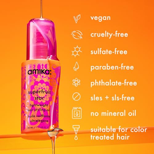 amika superfruit star lightweight hair styling + heat defense oil