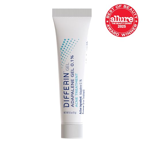 Differin 0.1% Adapalene Acne Treatment Gel, 60-Day Supply, Gentle Retinoid for Sensitive, Acne-Prone Skin, 15g Tube, 2-Pack