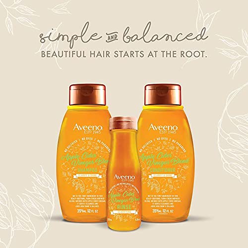 Aveeno Apple Cider Vinegar Shampoo & Conditioner Set – Clarifying & Balancing for Oily or Dull Hair, Adds Shine, Paraben & Dye-Free, 12 Fl Oz