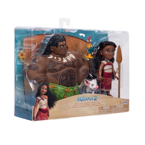 Disney Moana 2 Moana & Maui 6-Inch Petite Doll Gift Set Doll Playset for Girls, Includes Pua and HEI HEI, Officially Licensed, Great Birthday