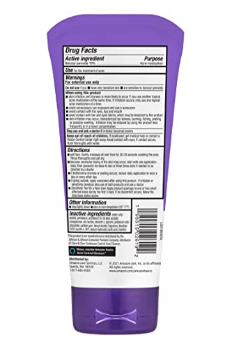 Amazon Basics Acne Cleanser Face Wash - Daily Control, Maximum Strength 10% Benzoyl Peroxide, 5 Ounce