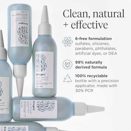 Briogeo Scalp Revival Rosemary Pre-Wash Oil – Dry Scalp Treatment for Stronger, Longer Hair, Deep Moisture with Lipids & Vitamins, Vegan, 1 fl oz