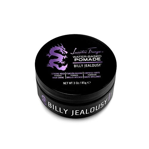 Billy Jealousy Lunatic Fringe Water-Based Pomade for Men – Strong Hold, High Shine, Vegan & Water Soluble Hair Styling Product, 3 oz