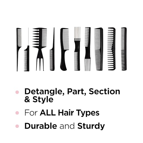 KISS Professional 10-pc Comb Set-Detangle & Style Assortment