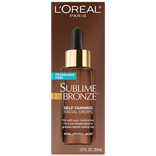 L'Oreal Paris Sublime Bronze Self Tanning Facial Drops with Hyaluronic Acid, Gradual Tan, Fragrance-Free, 1 fl. Oz