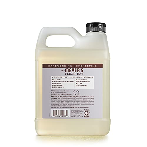 MRS. MEYER'S CLEAN DAY Liquid Hand Soap Refill, Cruelty Free and Biodegradable Formula, Lavender Scent, 33 Fl Oz (Pack of 1)