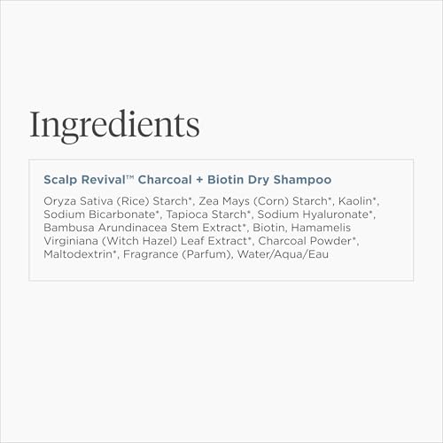 Briogeo Scalp Revival Charcoal + Biotin Dry Shampoo, Clarifies & Refreshes Dry, Itchy Scalp with Tea Tree Oil, Vegan & Cruelty-Free, 1.7 oz
