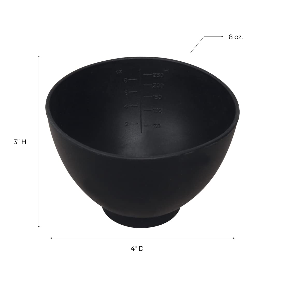 ForPro Professional Collection Silicone Mixing Bowl, Black, Flexible, Odorless, for Mixing Facials, Massage, Body & Other Products, 8 oz