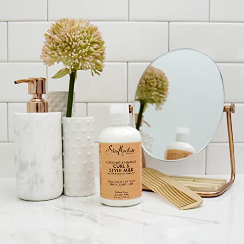 SheaMoisture Curl & Style Milk Coconut & Hibiscus with Silk Protein & Neem Oil for Thick, Defined, Curly Hair Fair Trade, Sulfate-Free 8 oz