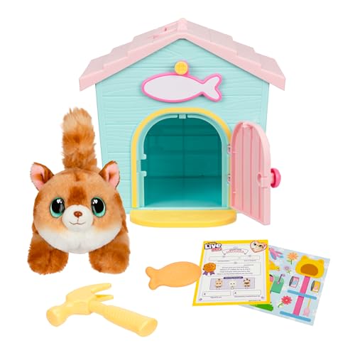 Little Live Pets My Kitty's Home Playset – Mystery Kitty Plush Reveal, Build & Decorate Pet Carrier, Cat House Toys for Kids 5+