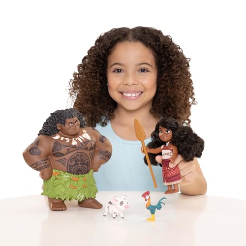 Disney Moana 2 Moana & Maui 6-Inch Petite Doll Gift Set Doll Playset for Girls, Includes Pua and HEI HEI, Officially Licensed, Great Birthday