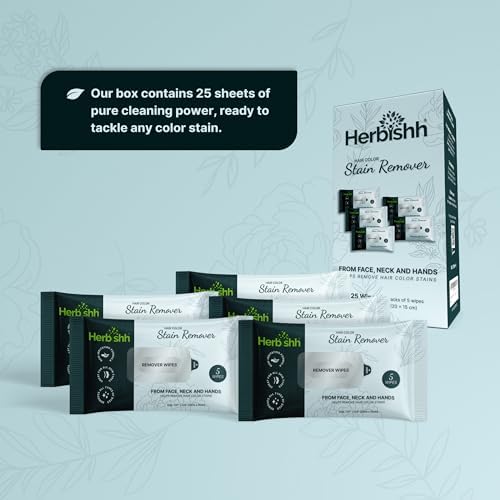 Herbishh Hair Color Stain Remover Wipes - Gentle Formula for Dye Cleanup, Skin-Friendly Travel Pack (Pack of 5)