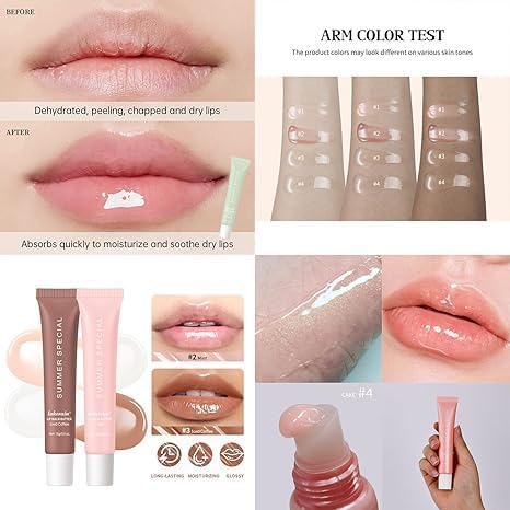 Glossy Butter Balm Set,Instant Moisture and Hydration Lip Gloss,Long-lasting Hydrating Non-Sticky Lip Balm,Soften Dry Lips and Lip Care (Cake)