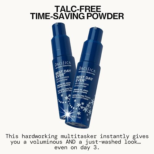Pacifica Dry Shampoo Powder – Waterless Refresh & Instant Volumizer, Adds Texture, Absorbs Oil, Non-Aerosol, Vegan & Dermatologist Tested