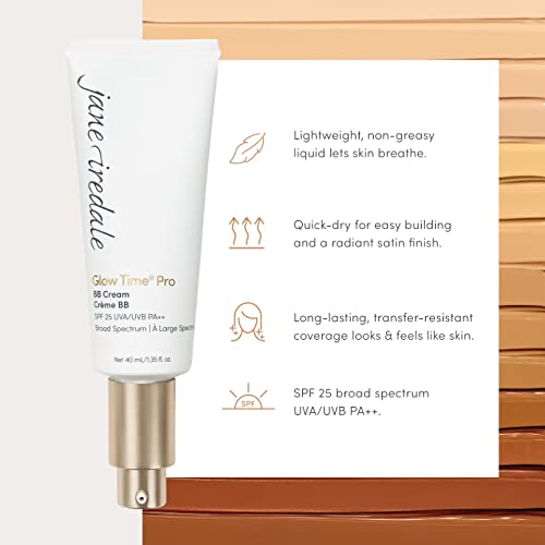 jane iredale Glow Time Pro BB Cream | Weightless Blemish Concealer | SPF 25 Broad Spectrum Sun Protection | Light with Neutral Gold/Peach Undertones