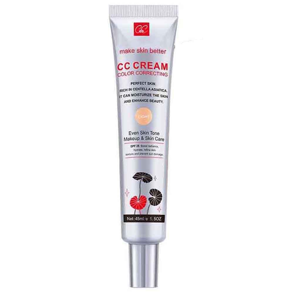Color Correcting CC Cream SPF 25 – Lightweight Hydrating Foundation for Even Skin Tone, Radiance & Sun Protection, Light, 1PCS