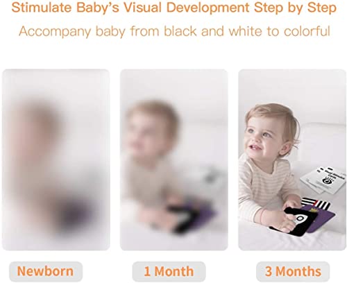 beiens High Contrast Baby Flashcards, 80pcs 160 Pages, Black & White + Color, Visual Stimulation Learning Cards for 0-36 Months